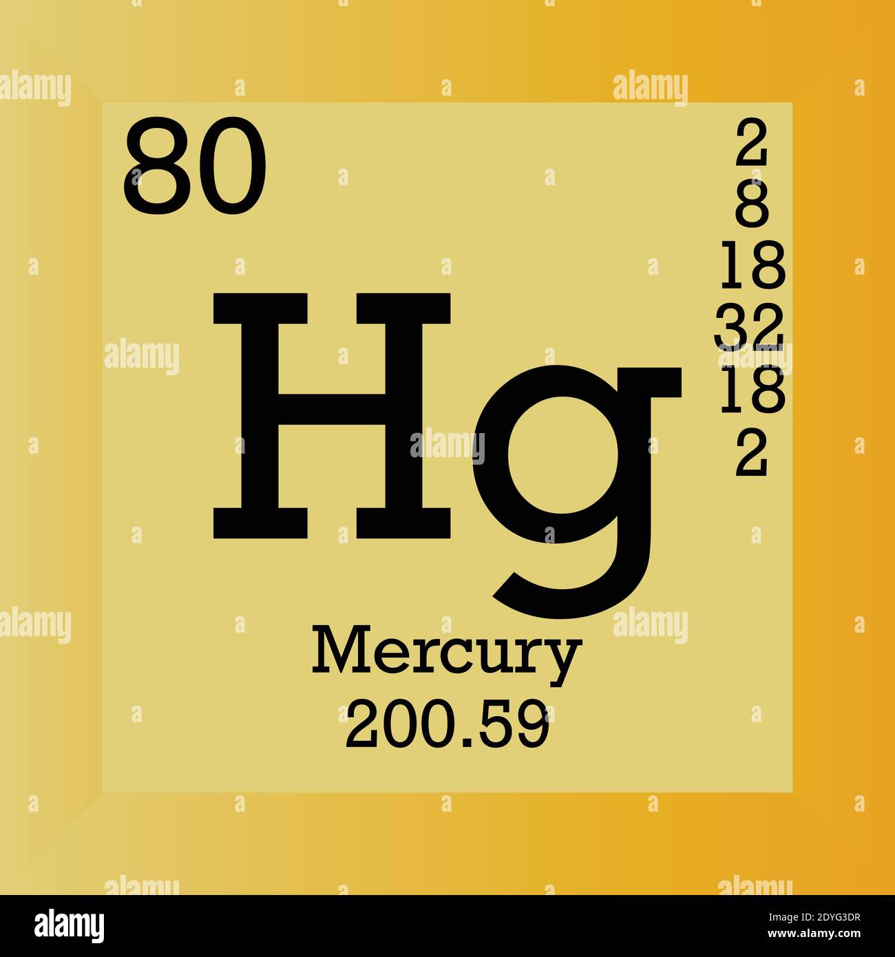 Hg Mercury Chemical Element Periodic Table. Single vector illustration,  element icon with molar mass, atomic number and electron conf Stock Vector  Image & Art - Alamy