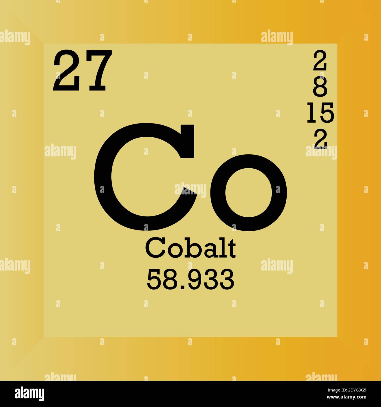 Co Cobalt Chemical Element Periodic Table. Single vector illustration, element icon with molar mass, atomic number and electron conf. Stock Vector