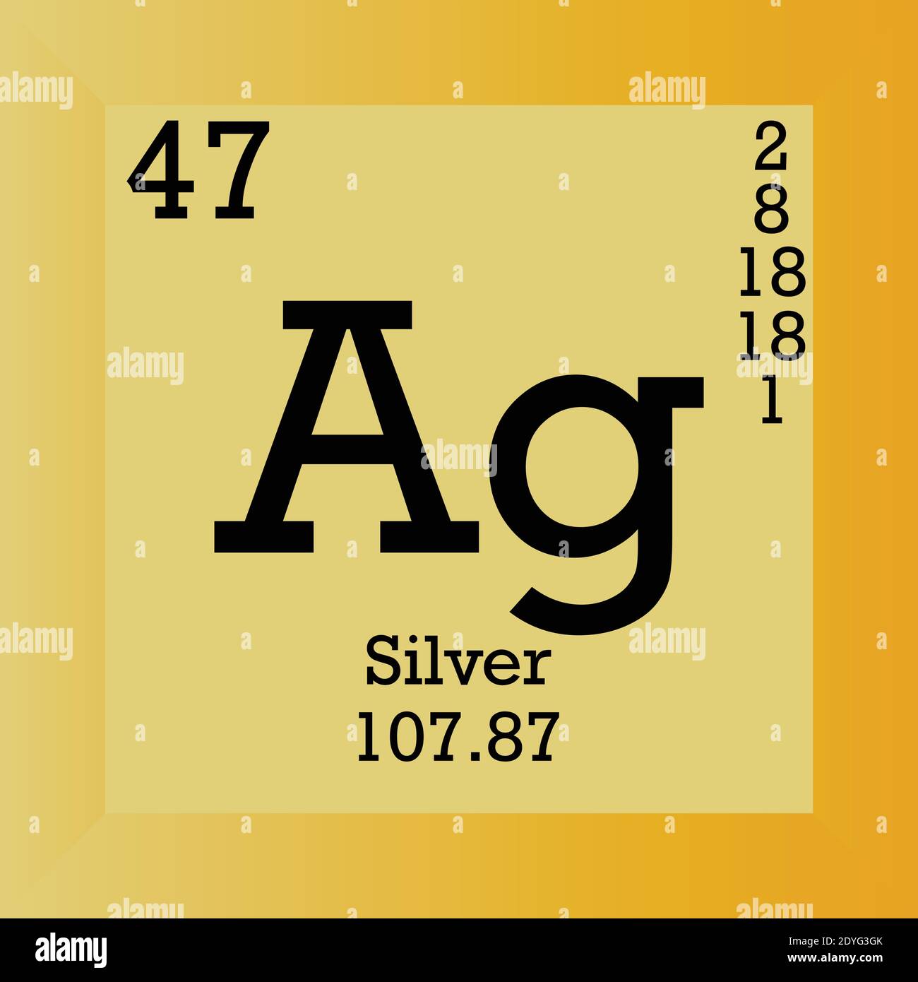 Ag Silver Chemical Element Periodic Table. Single vector illustration, element icon with molar mass, atomic number and electron conf. Stock Vector