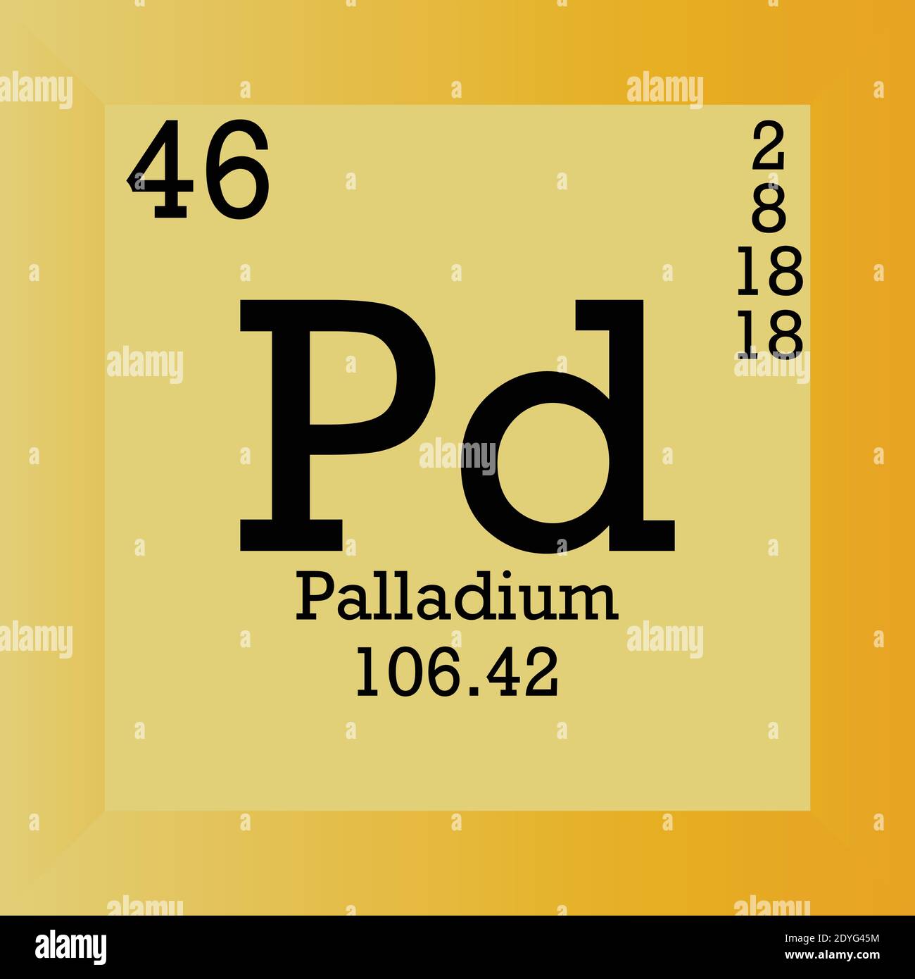 Pd Palladium Chemical Element Periodic Table. Single vector illustration,  element icon with molar mass, atomic number and electron conf Stock Vector  Image & Art - Alamy