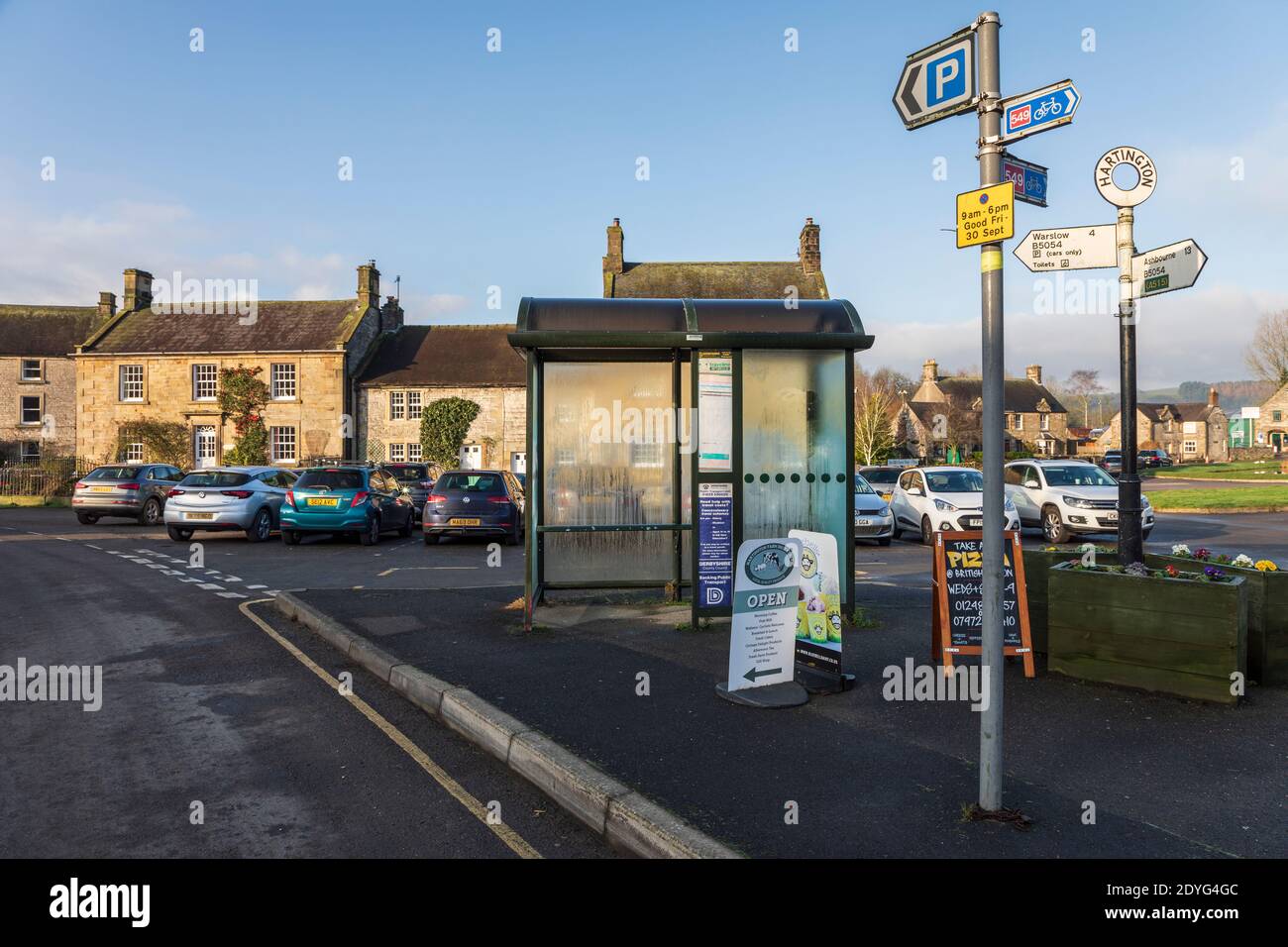 The bus stop in the Peak District village of Hartington, Derbyshire