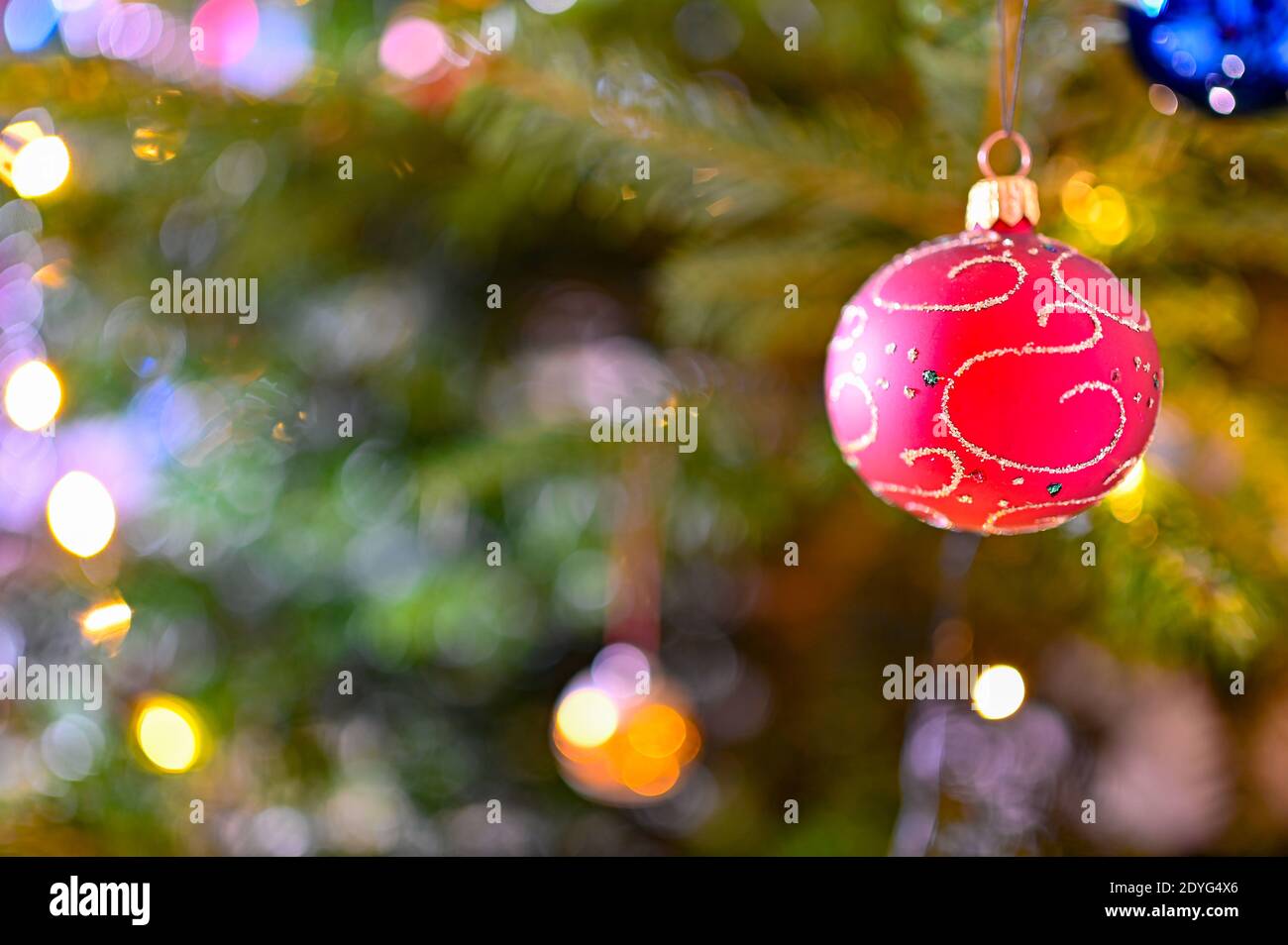 christmas tree full with colorful and decorative balls Stock Photo - Alamy