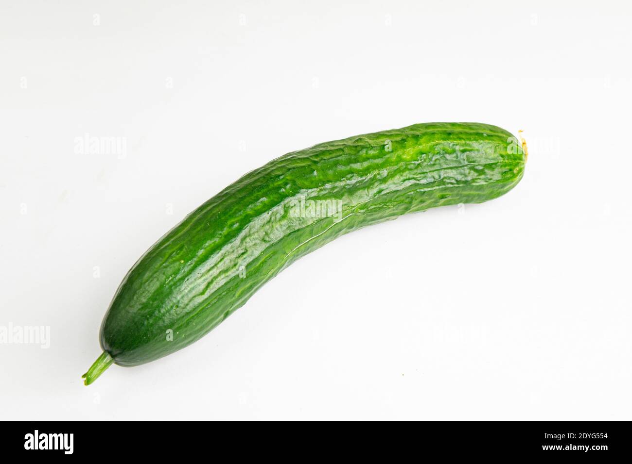 Fresh green cucumber isolated on white background Stock Photo