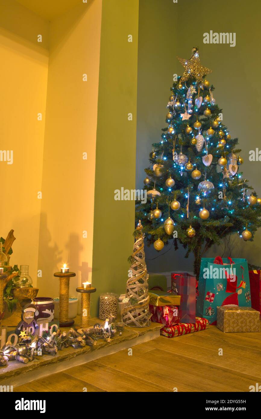 Christmas setting at home. Stock Photo