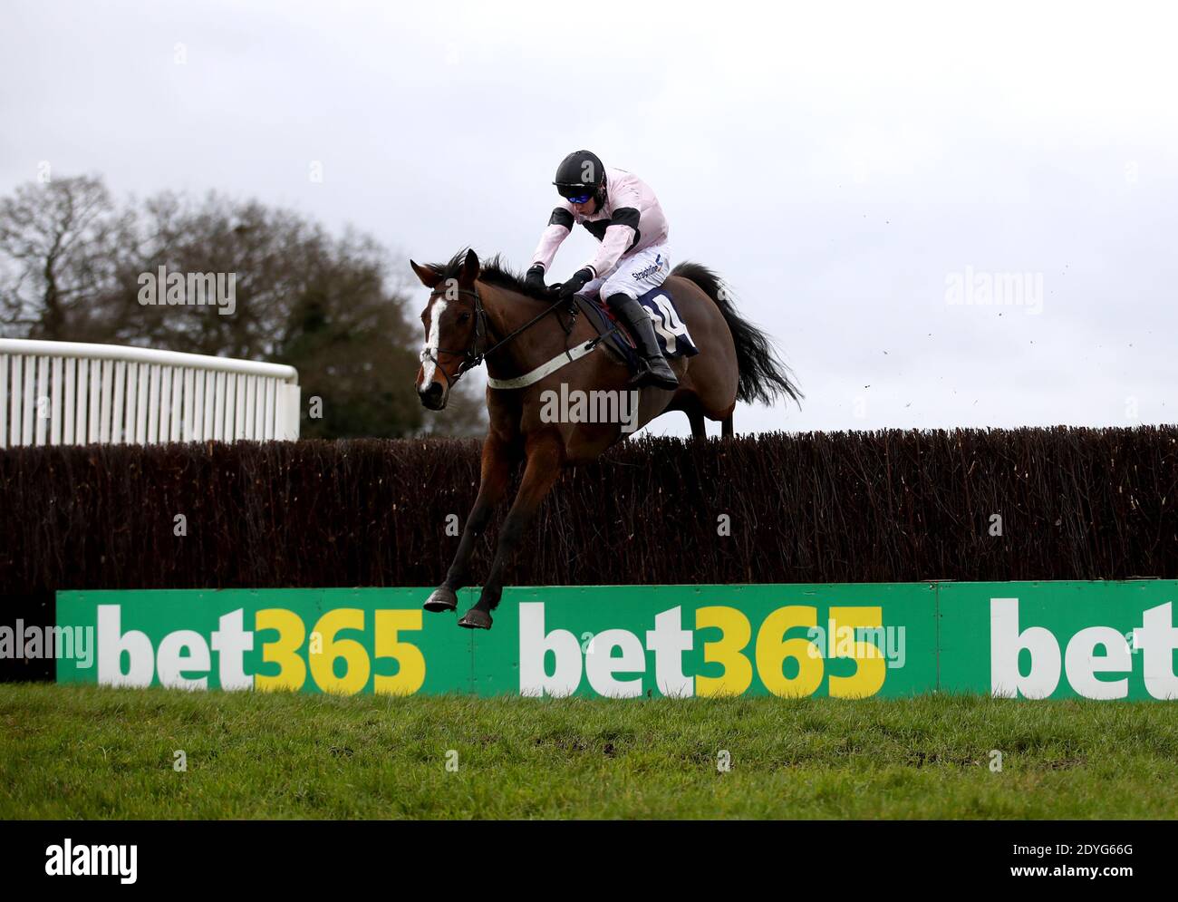Trimmers Lane ridden by Conor O'Farrell on their way to win the William Hill Acca Freedom Novices' Handicap Chase during Boxing Day of the William Hill Yorkshire Christmas Meeting at Wetherby Racecourse. Stock Photo
