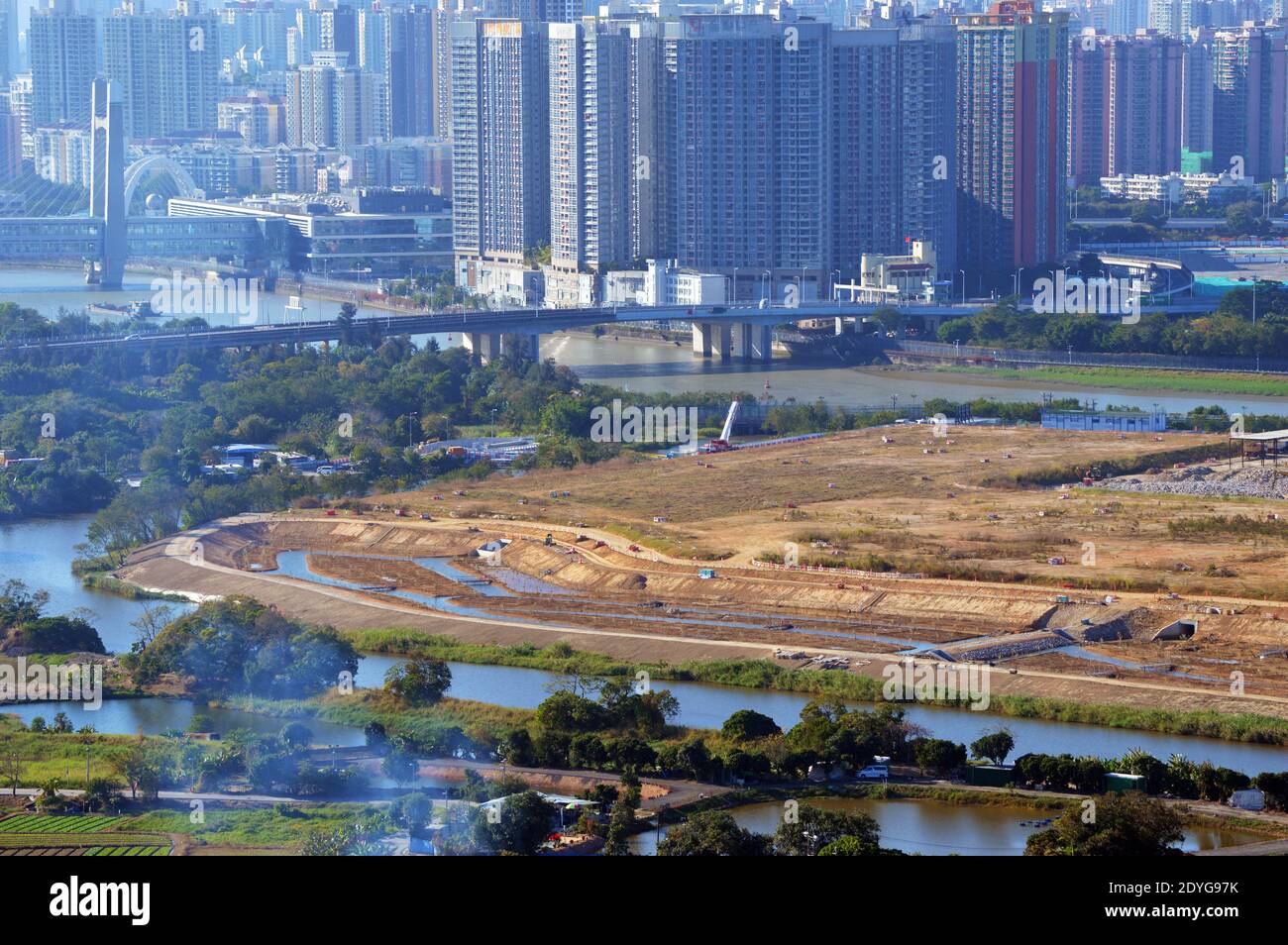 Construction underway at Lok Ma Chau Loop for the Hong Kong-Shenzhen ...