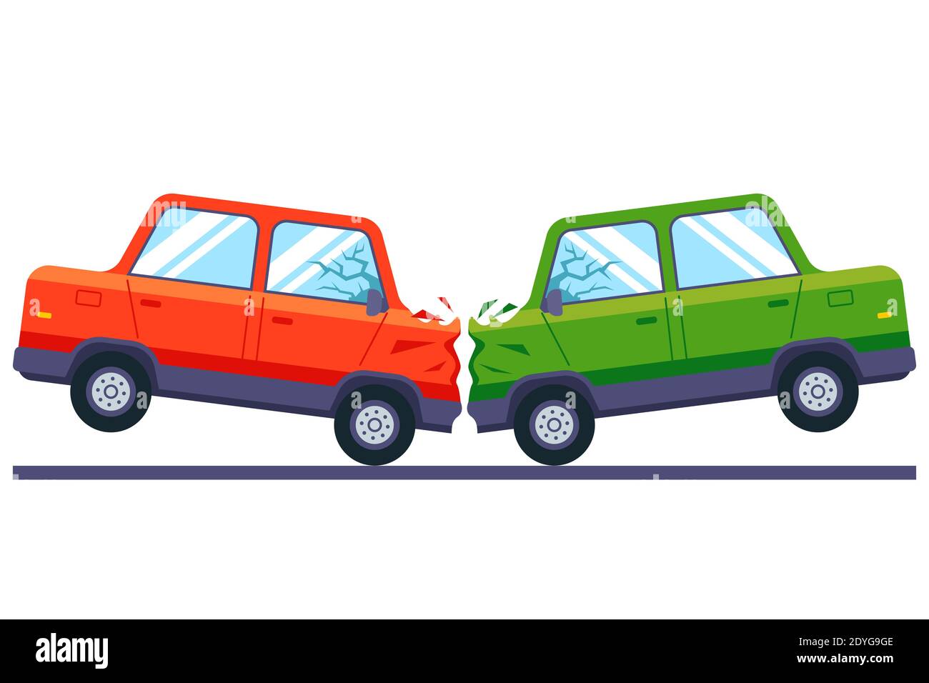 Car crash. Accident in the back of the cars Top view. Flat style Stock  Vector