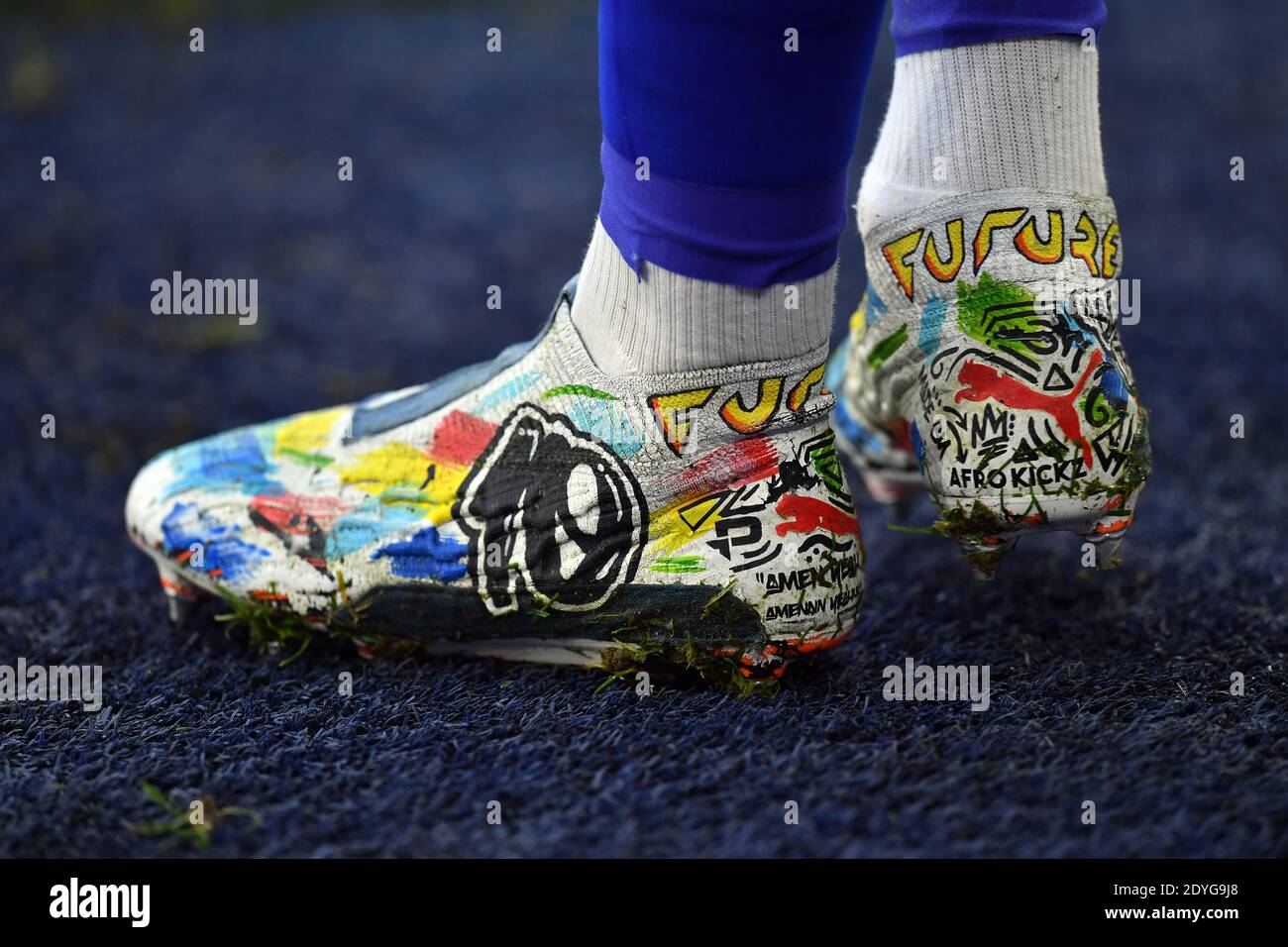 A close up of Leicester City's James Maddison football boots during the  Premier League match at the King Power Stadium, Leicester Stock Photo -  Alamy