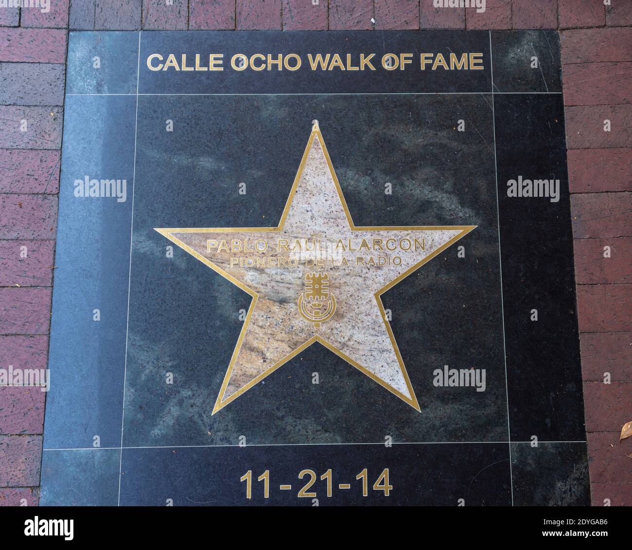 Star in the Calle Ocho Walk of Fame, Miami, Florida, USA Stock Photo