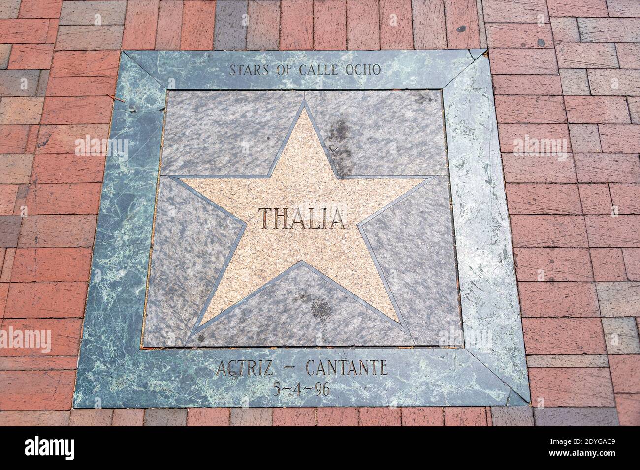 Thalia star on the Walk of Fame at Calle Ocho, Miami, Florida, USA Stock Photo