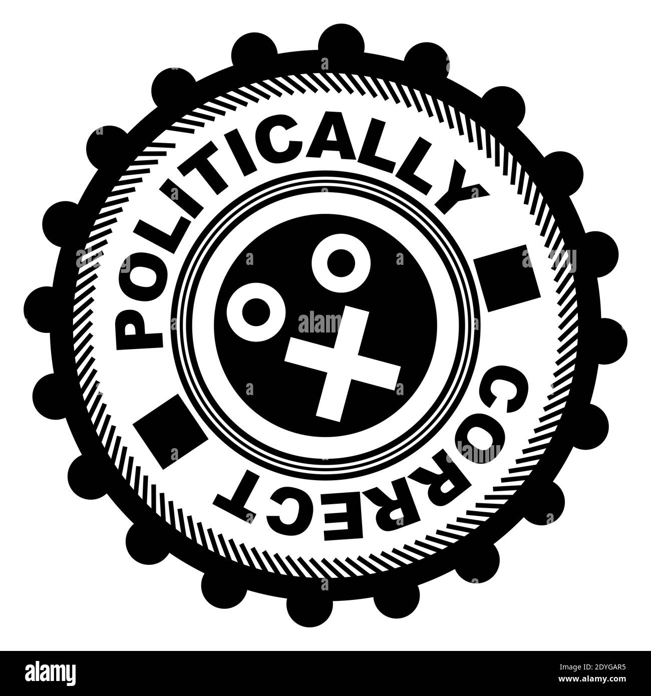Politically correct stamp. Political correctness as way of censorship - freedom of speech crisis Stock Photo