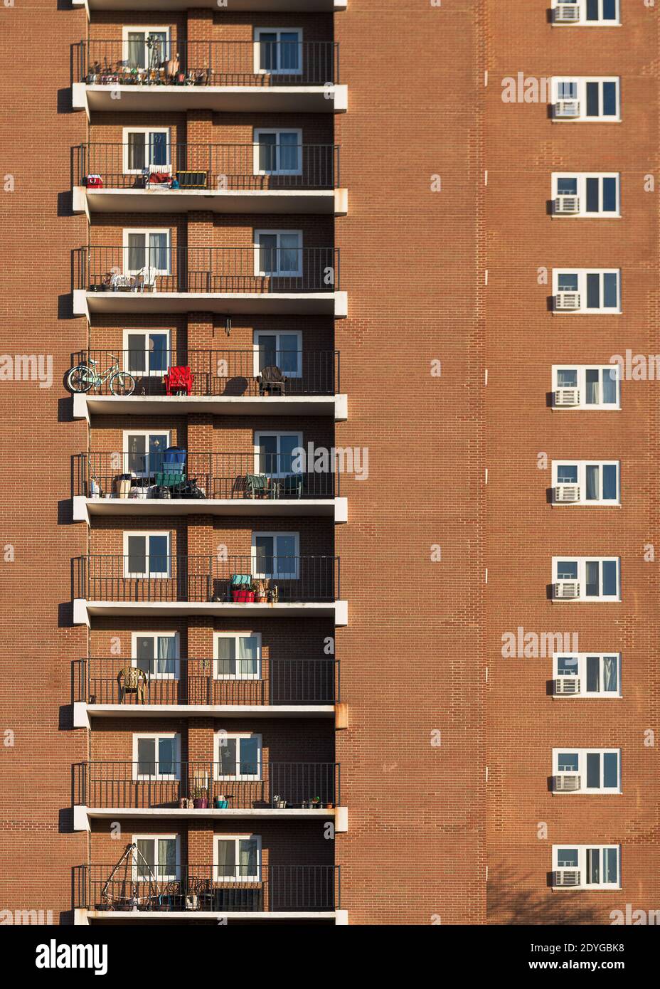 Curated visual reference: Gallery Detail: Patios Of High Rise Brick Apartment Building Form Geometric Pattern