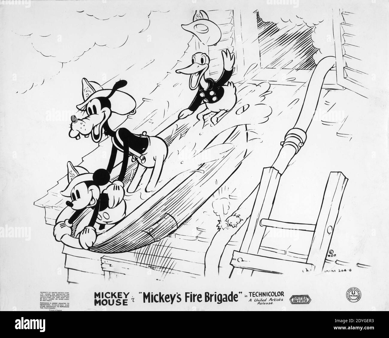 WALT DISNEY's MICKEY MOUSE GOOFY and DONALD DUCK in MICKEY'S FIRE BRIGADE director BEN SHARPSTEEN Walt Disney Productions / United Artists Stock Photo