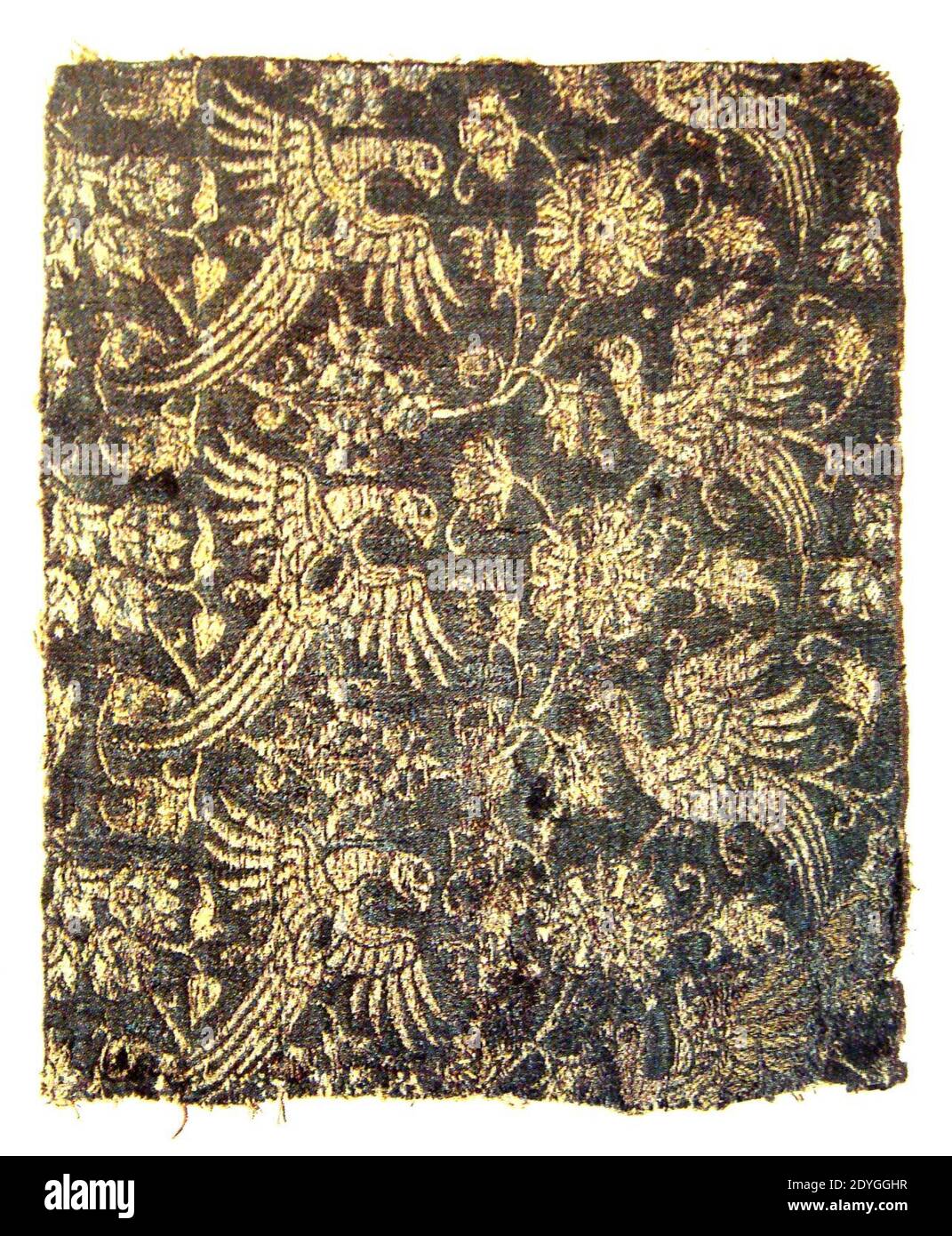 Lampas textile silk and gold Italy second half of 14th century. Stock Photo