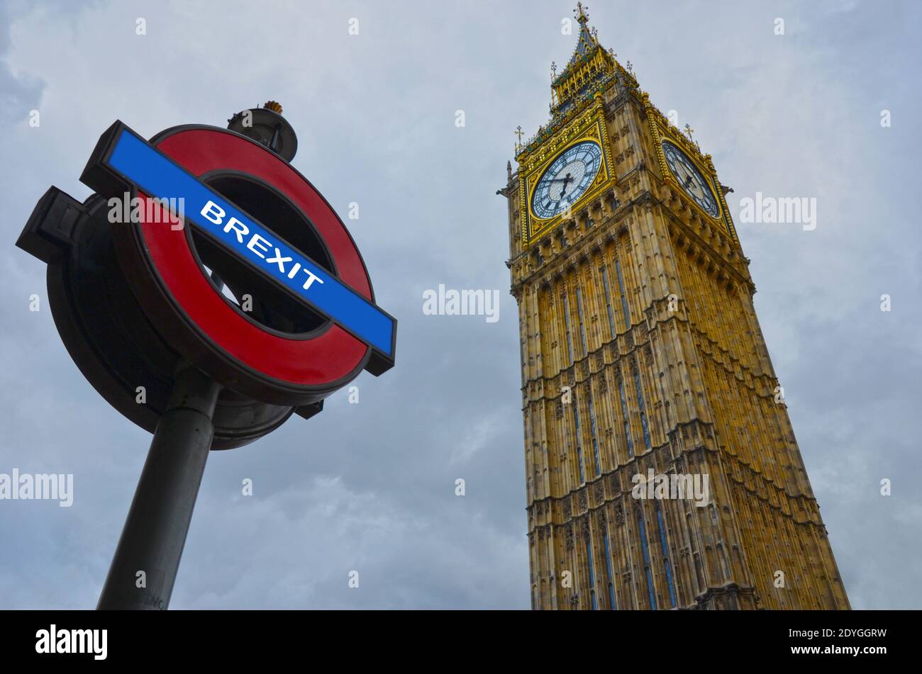 BREXIT conceptual image in London with Big Ben and Brexit word written ...