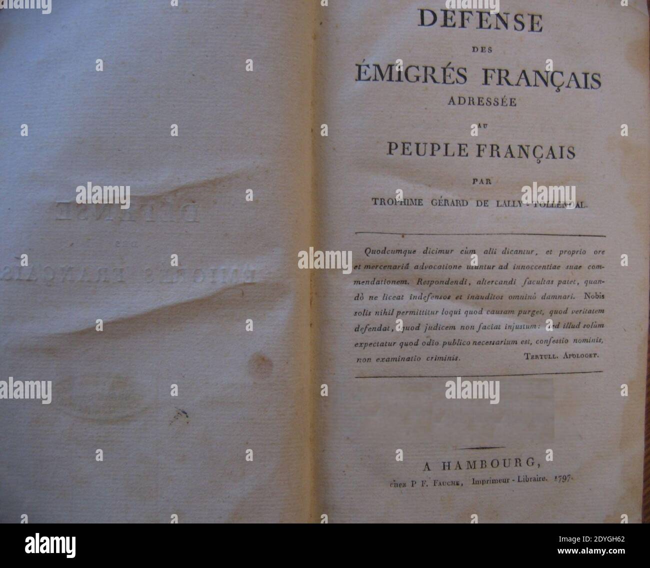 LallyTollendal Page de titre Stock Photo Alamy