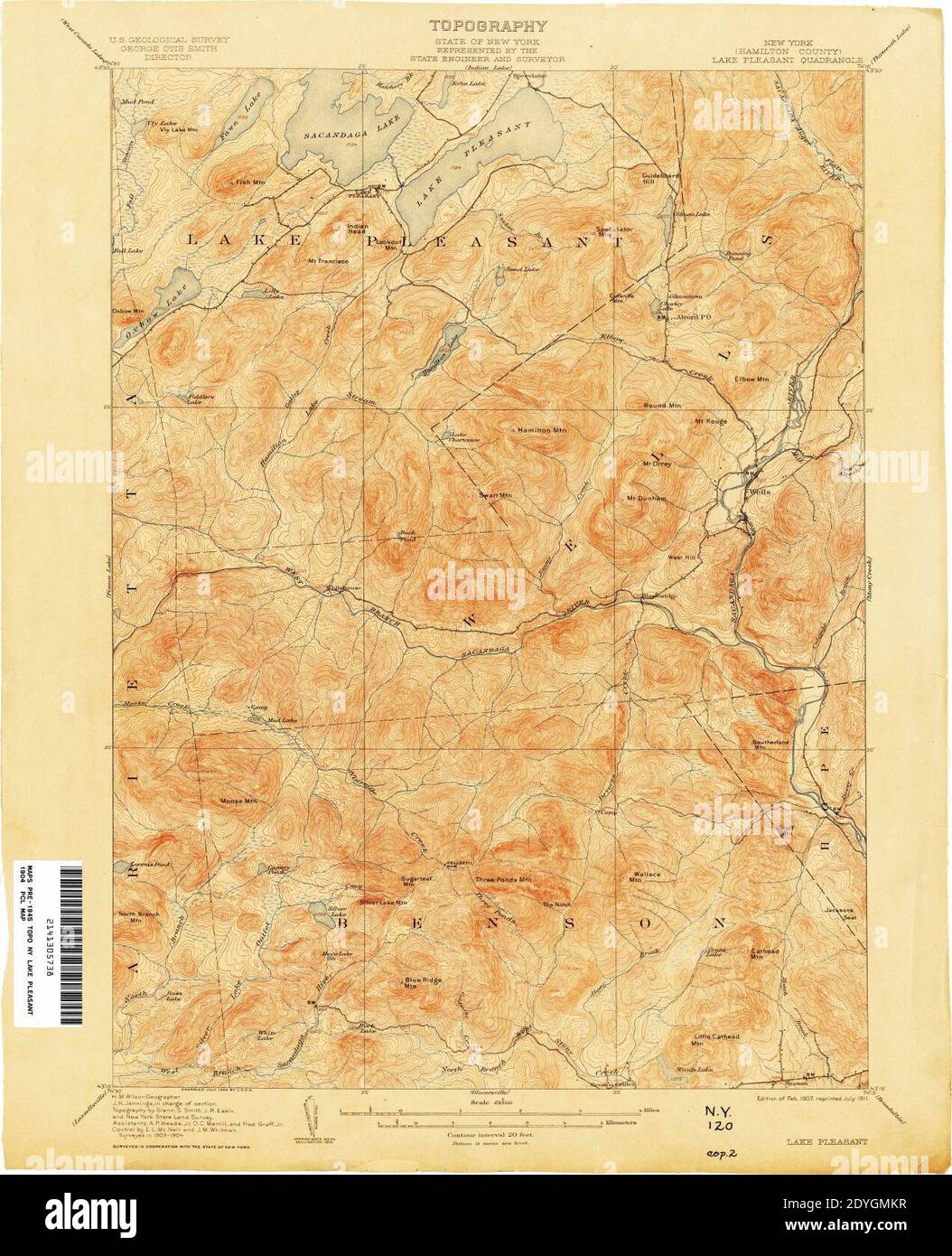 Lake Pleasant New York USGS topo map 1904 Stock Photo Alamy