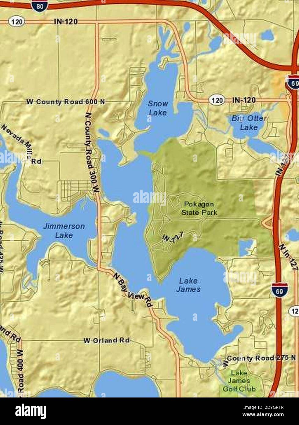 Lake James map from USGS Stock Photo Alamy