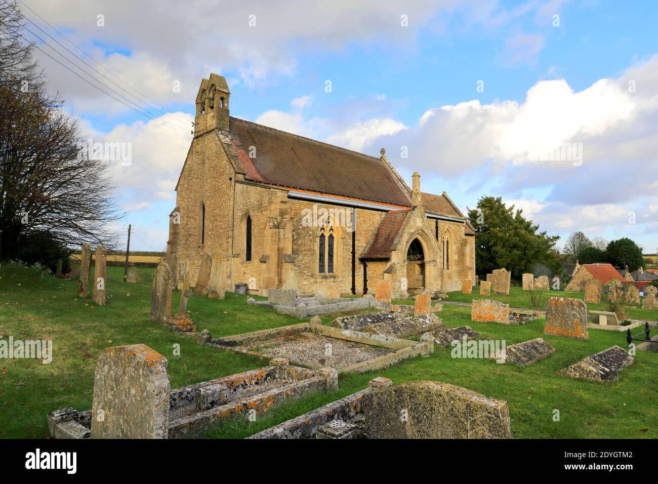 Autumn colours, St Michaels church, Whitwell village, Rutland county, England, Britain; UK Stock Photo