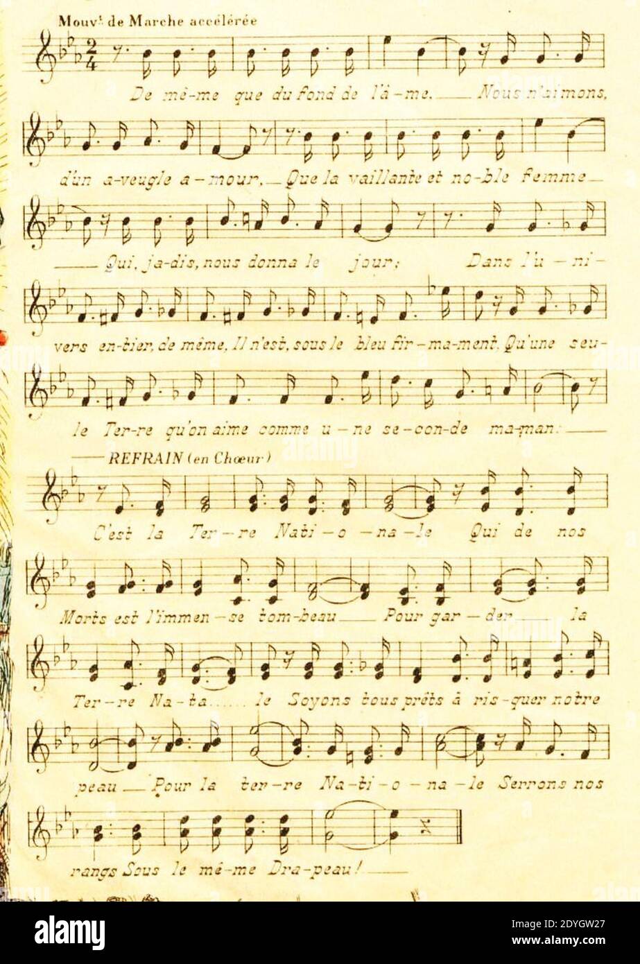 La Terre Nationale - Chanson, paroles et musique de Théodore Botrel - Imagerie d'Epinal 1909. Stock Photo