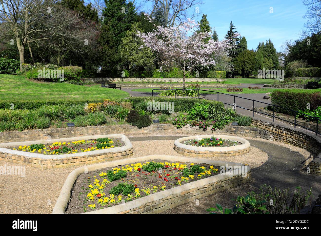 Spring view over Central Park, Park Crescent, Peterborough City