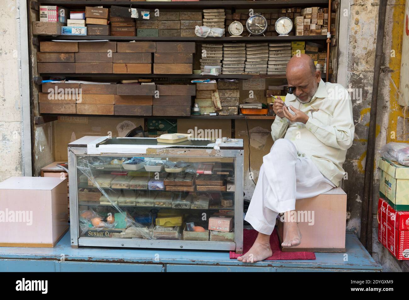 Clock and Watch Vendor In Coloba Stock Photo
