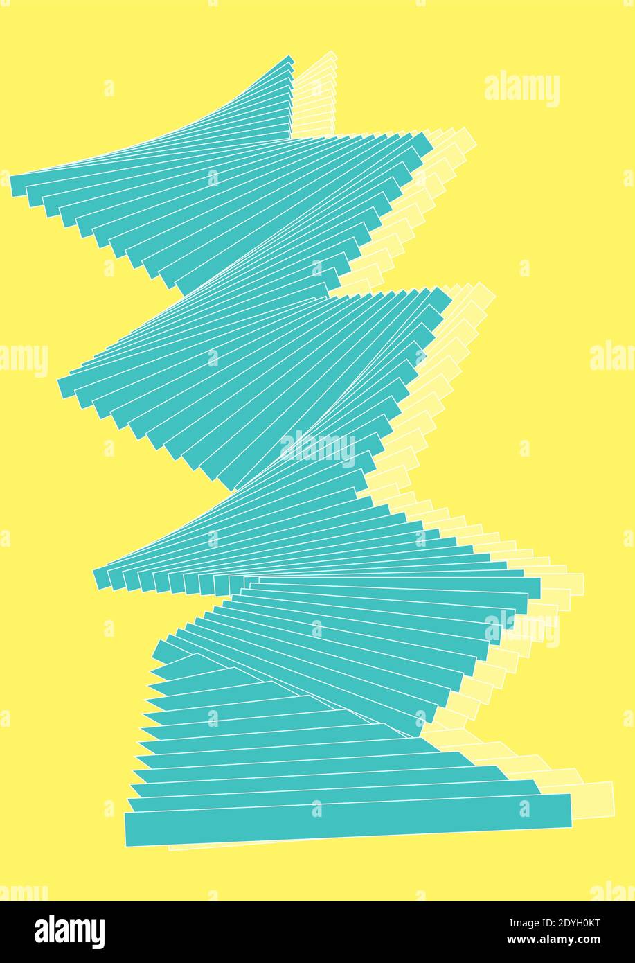 Abstract geometric blue zigzag with 3d effect on yellow background. Vector illustration Stock Vector