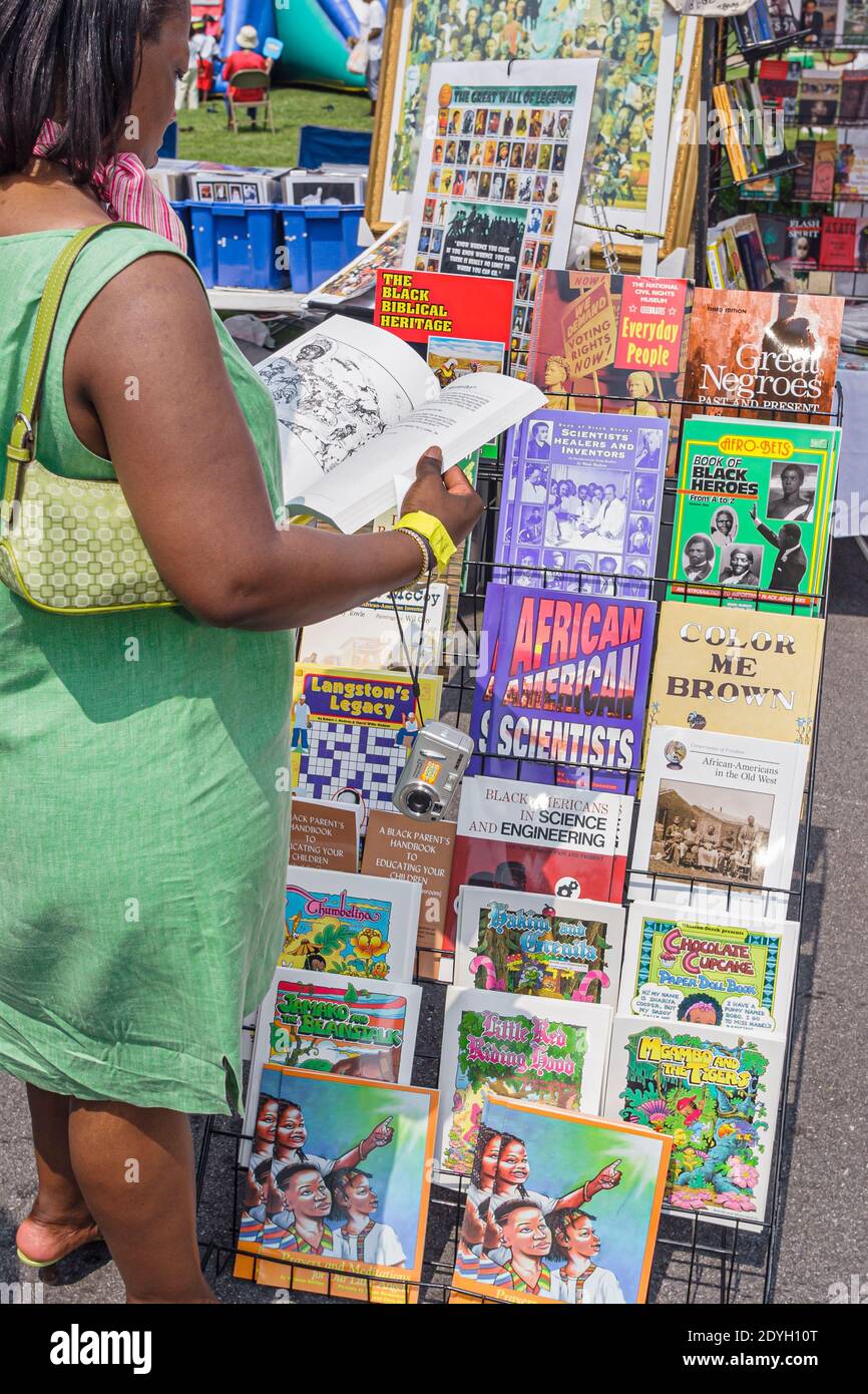Birmingham Alabama,Juneteenth Celebration Emancipation Day Kelly Ingram Park,Black woman female sale display ethnic literature books issues looking, Stock Photo
