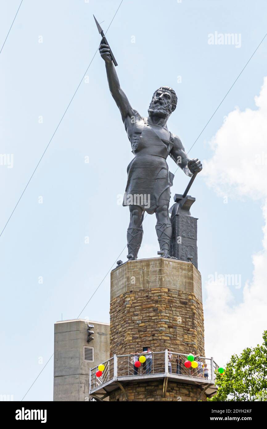 Birmingham Alabama,Vulcan Park memorial statue honoring iron steel industry,cast iron city symbol Stock Photo