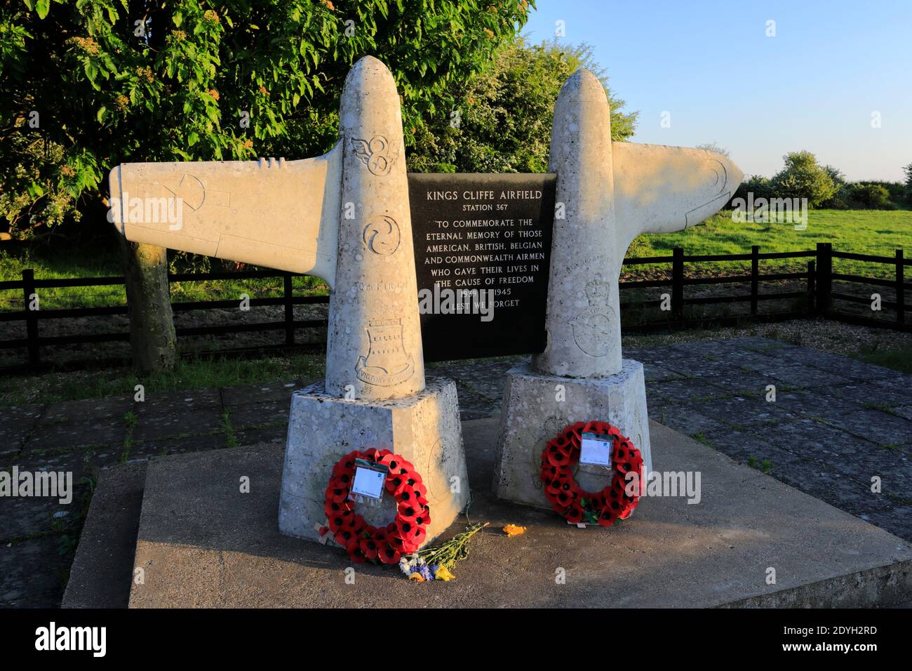 The RAF and USAF Airforces War Memorial at Kings Cliffe Airfield, Kings Cliffe village, Northamptonshire; England; UK This World War II airfield is th Stock Photo