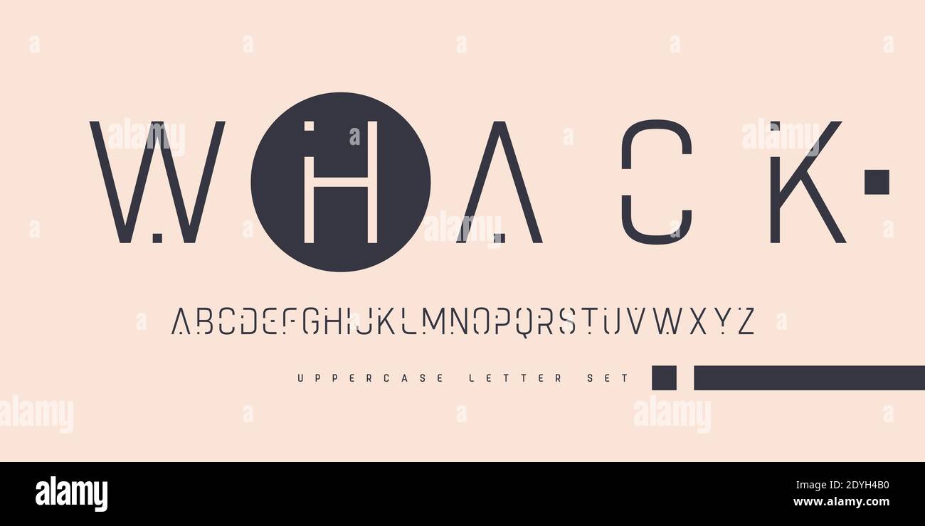 Vector thin linear sans uppercase letter set, alphabet, typography Stock Vector