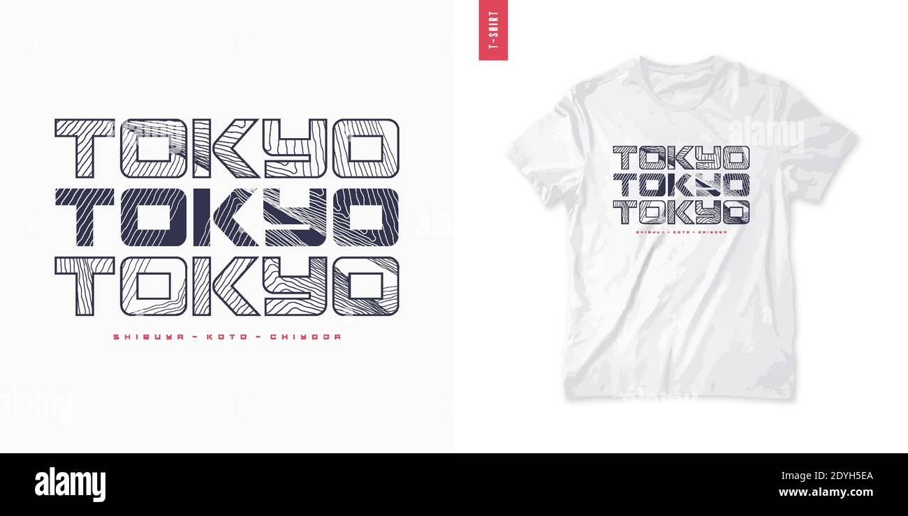 Tokyo. Abstract geometric t-shirt vector design, poster, print, template Stock Vector