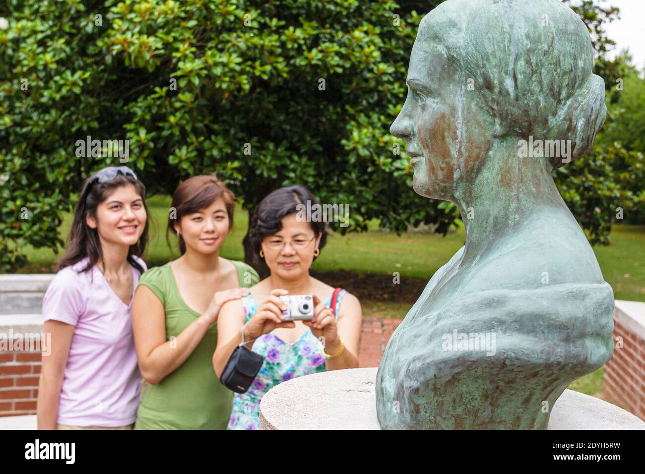 Alabama Tuscumbia Ivy Green Helen Keller birthplace,Asian women mother adult daughters taking photo bust, Stock Photo