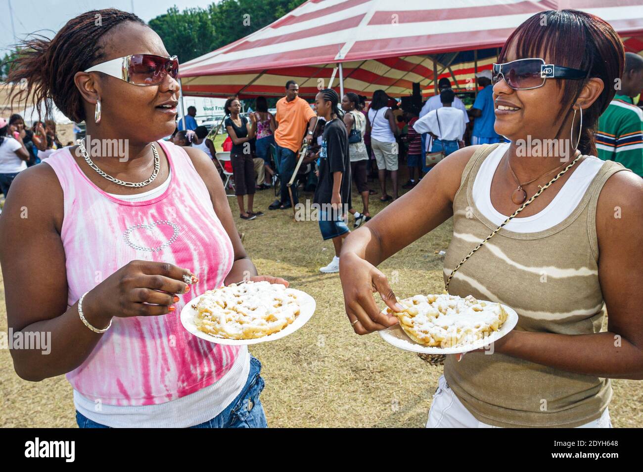 Huntsville Alabama,Arts Festival annual Black women friends funnel cake, Stock Photo