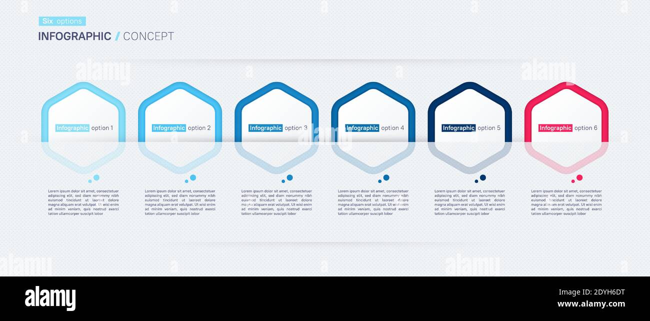 Modern vector infographic concept template. Six options Stock Vector