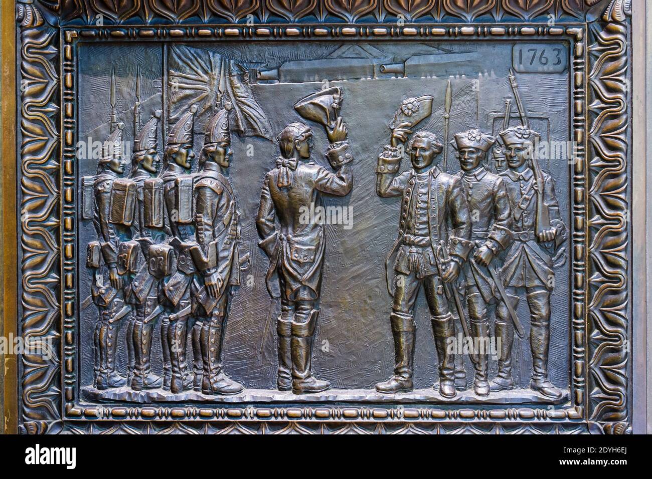 Alabama Montgomery State Department of Archives & History,Bronze Panel Doors British capture Mobile 1763, Stock Photo