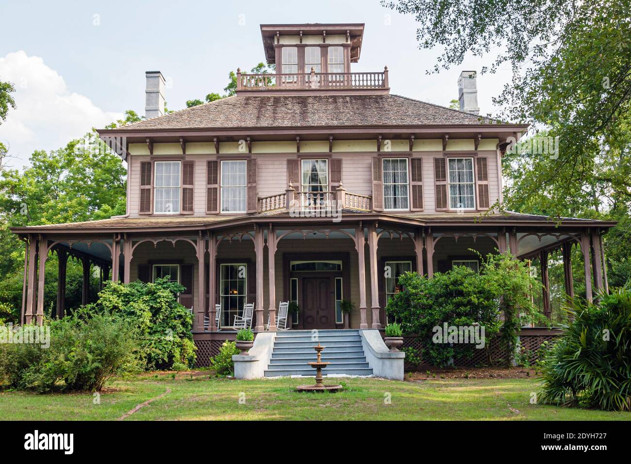 Alabama Eufaula Fendall Hall Young–Dent Home,Italianate-style historic house museum 1860,front entrance exterior outside, Stock Photo