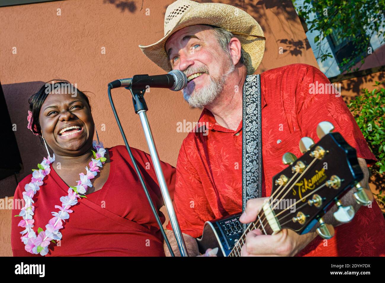 Tuscaloosa Alabama,Hampton Inn country music performer,guitar microphone Black woman female singer, Stock Photo