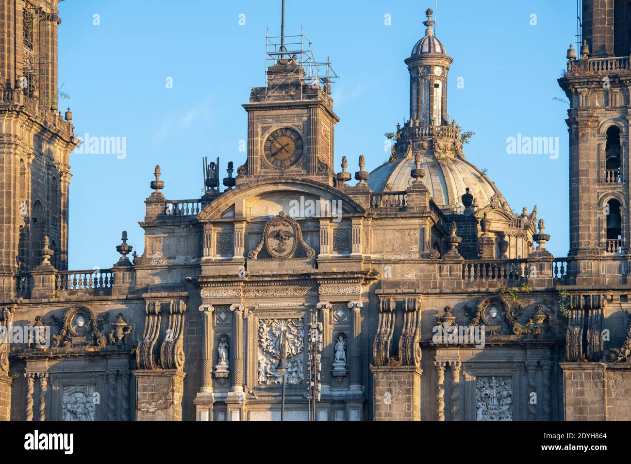 Zocalo Constitution Square and Metropolitan Cathedral at Historic center of Mexico City CDMX, Mexico. Historic center of Mexico City is a UNESCO World Stock Photo