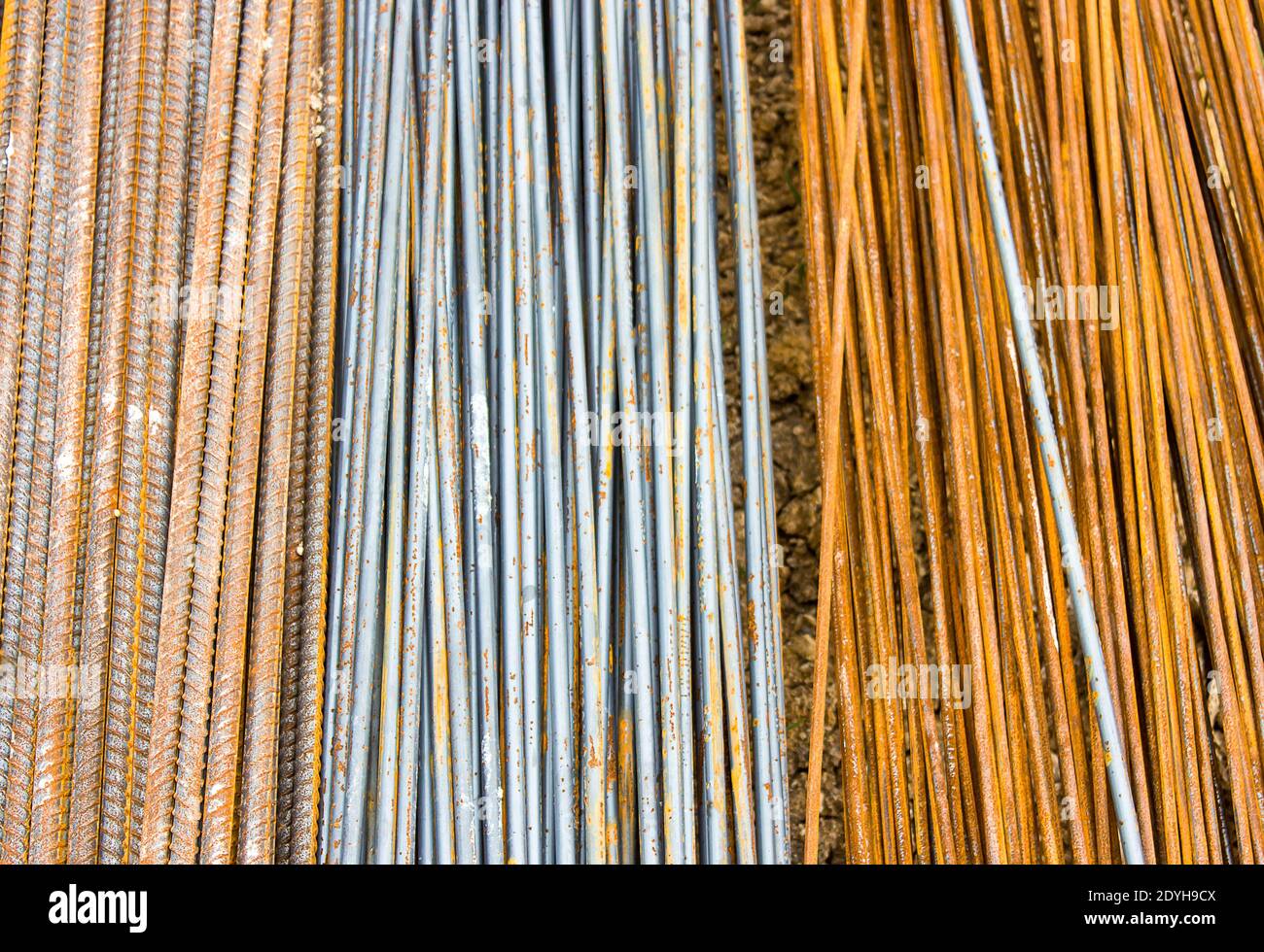 Steel bar,in construction site,Three sizes Stock Photo Alamy