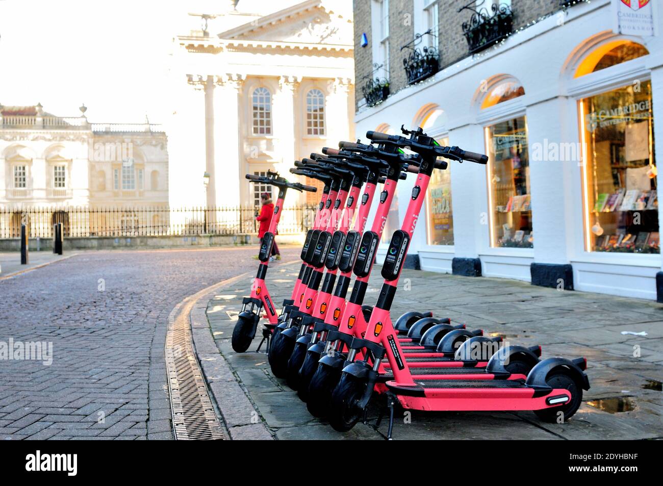 Cambridge, Uk, England, 24-12-2020. Voi electric scooters at designated  parking spot in the Cambridge City centre, These are accessed via an app  and s Stock Photo - Alamy