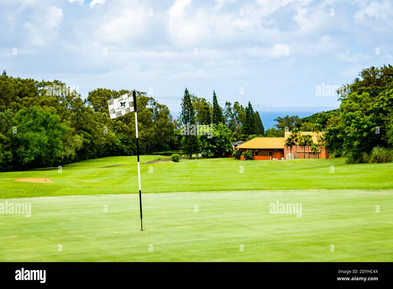 Maui, Hawaii, Kapalua Village Course, The First Green (Old Configuration) Stock Photo