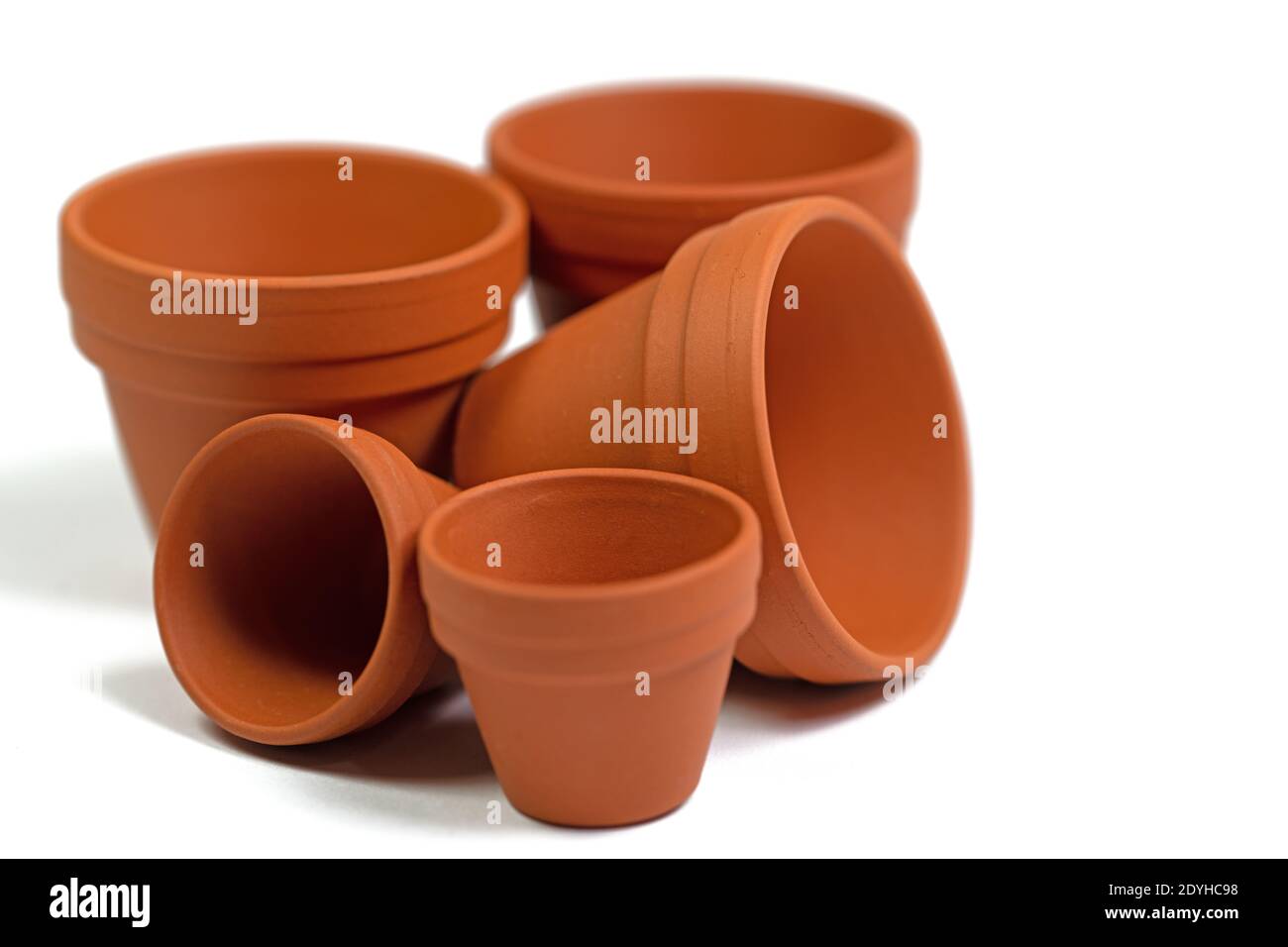 Empty flower pots isolated against a white background Stock Photo Alamy