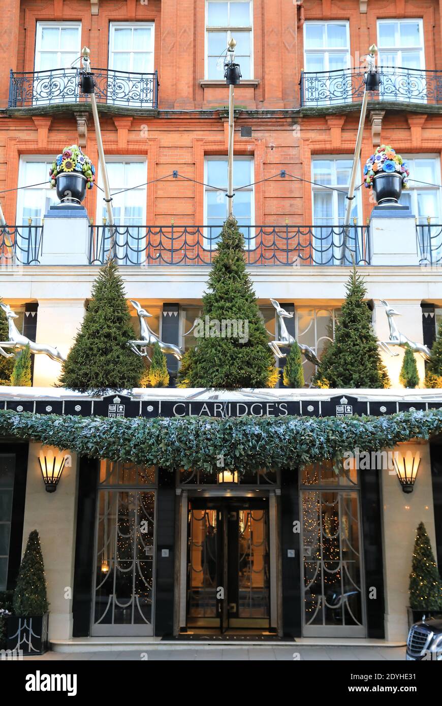Claridges 5 star luxury hotel in Mayfair at Christmas 2020, closed for