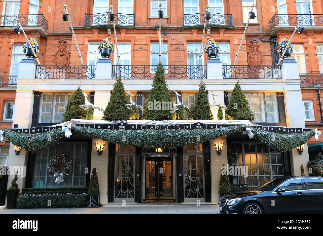 Claridges 5 star luxury hotel in Mayfair at Christmas 2020, closed for