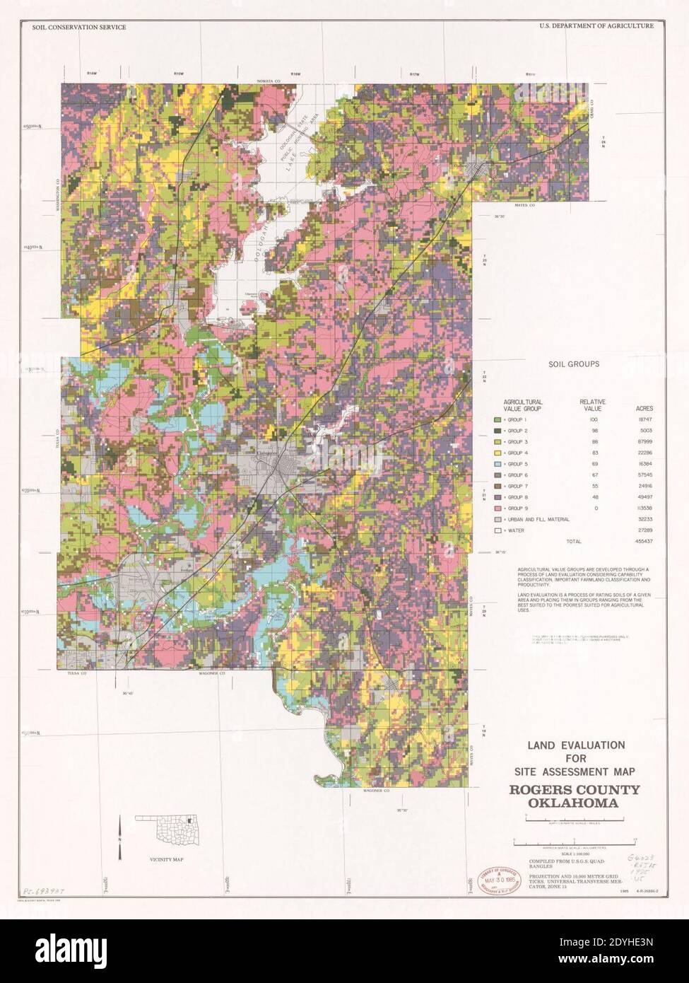 Land evaluation for site assessment map, Rogers County, Oklahoma Stock