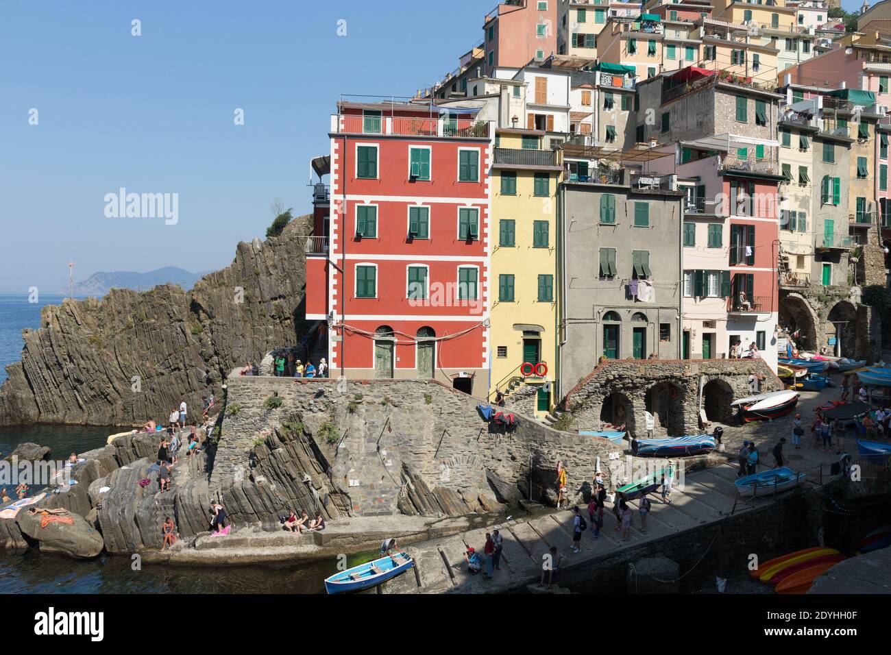 Italy Cinque Terre Colorful houses of Riomaggiore Stock Photo - Alamy