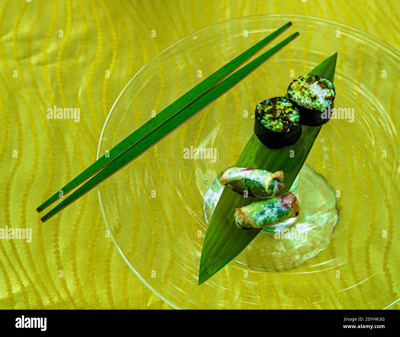 Typical Japanese Dinner by Atsuko Kato. The presentation of dishes at Atsuko Kato's Rakan restaurant combines visual aesthetics with authentic flavours Stock Photo