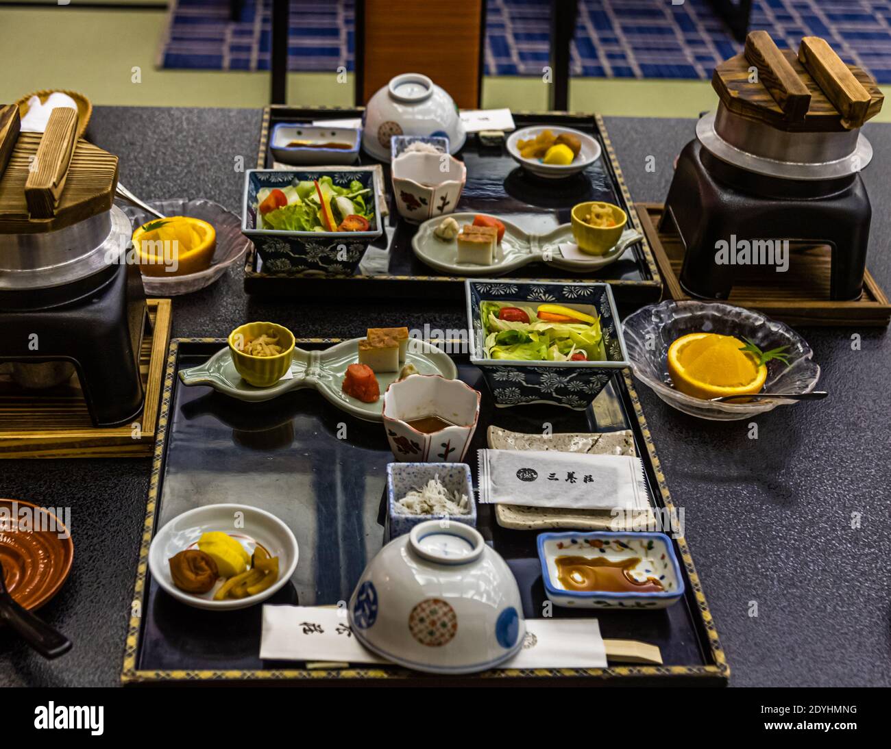 Breakfast in Sanyoso Ryokan, Izunokuni, Japan Stock Photo