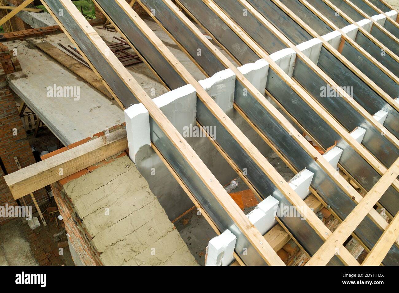 Stainless steel roof structure for future roof under construction